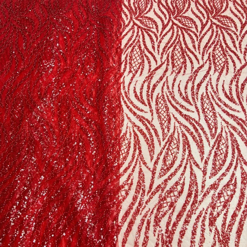 Luxury African Beaded with Sequins Lace Fabric High Quality Groom Nigerian Wedding Dress Bridal Embroidery French Tulle Sewing