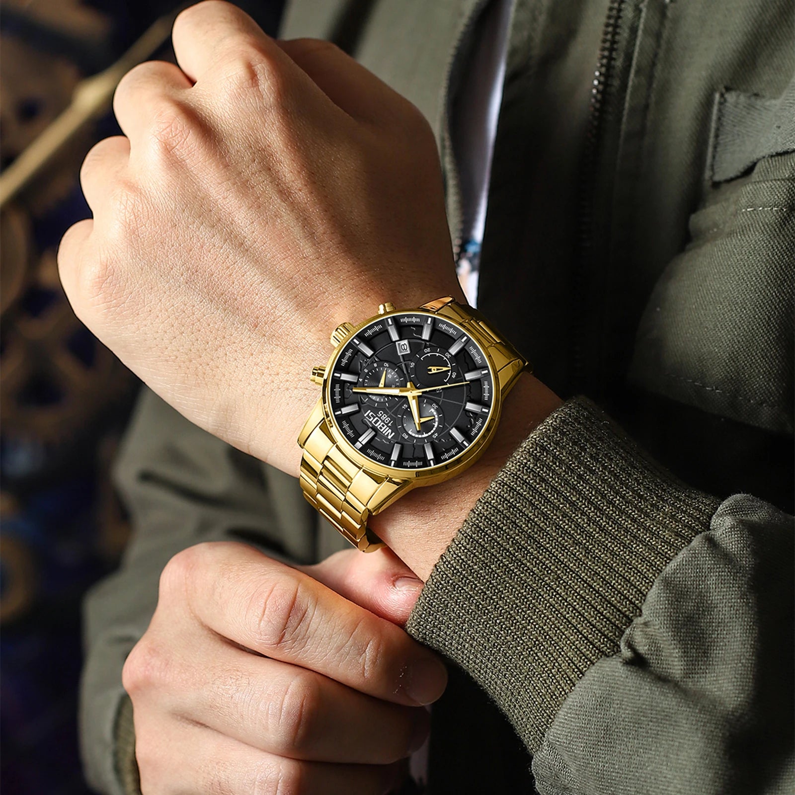 NIBOSI 2025 Nouvelles montres de luxe de marque NIBOSI 2025 Montres de luxe pour hommes Chronographe Auto Date Chronographe horloge étanche Reloj