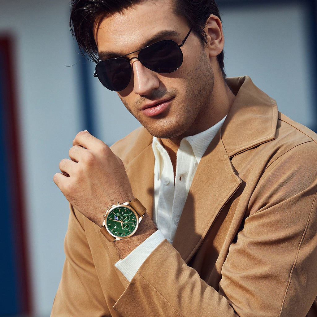 Spectacles professionnels SAPPHERO Montres d'affaires en cuir bretelles sport Casual Quartz Montres pour hommes Classique horloge étanche 5ATM Wrist Watch