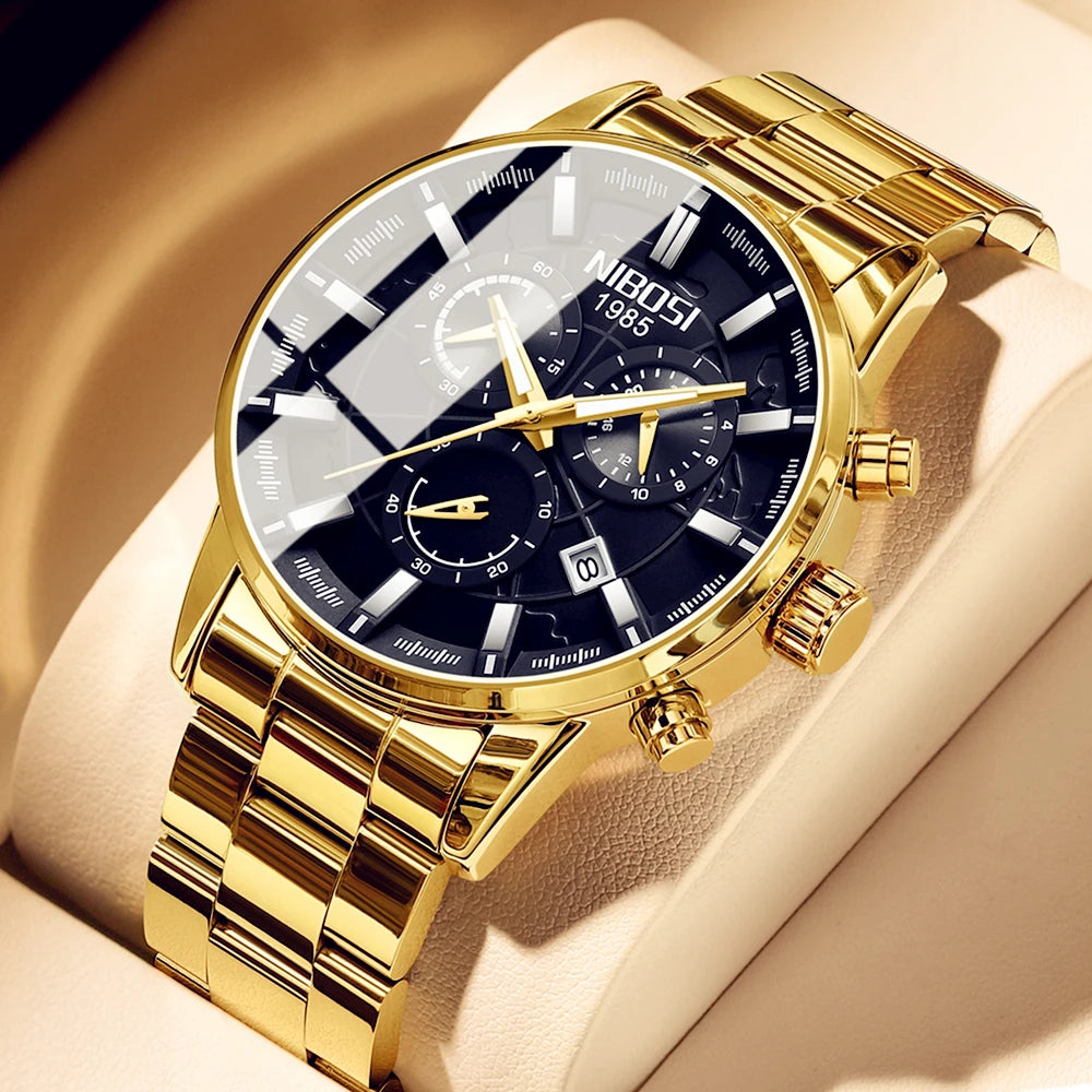NIBOSI 2025 Nouvelles montres de luxe de marque NIBOSI 2025 Montres de luxe pour hommes Chronographe Auto Date Chronographe horloge étanche Reloj