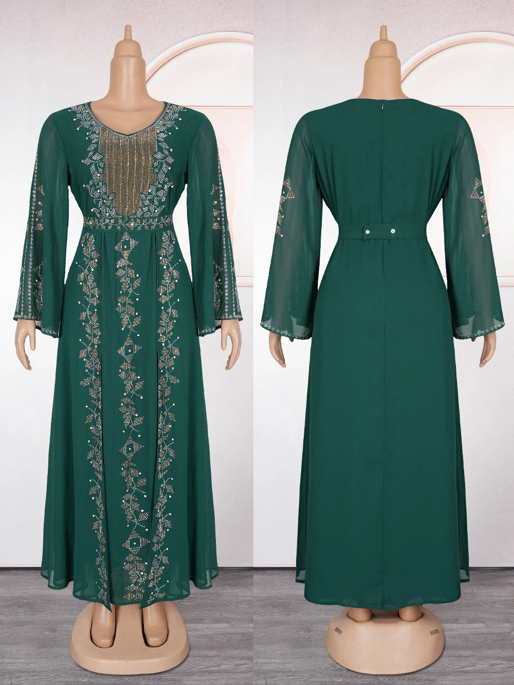 Robe à manches en moussette Chiffon habille des femmes élégantes soirée de mariage soirée robe africaine Dashiki Diamond Abaya vêtements Dubaï Turquie robe
